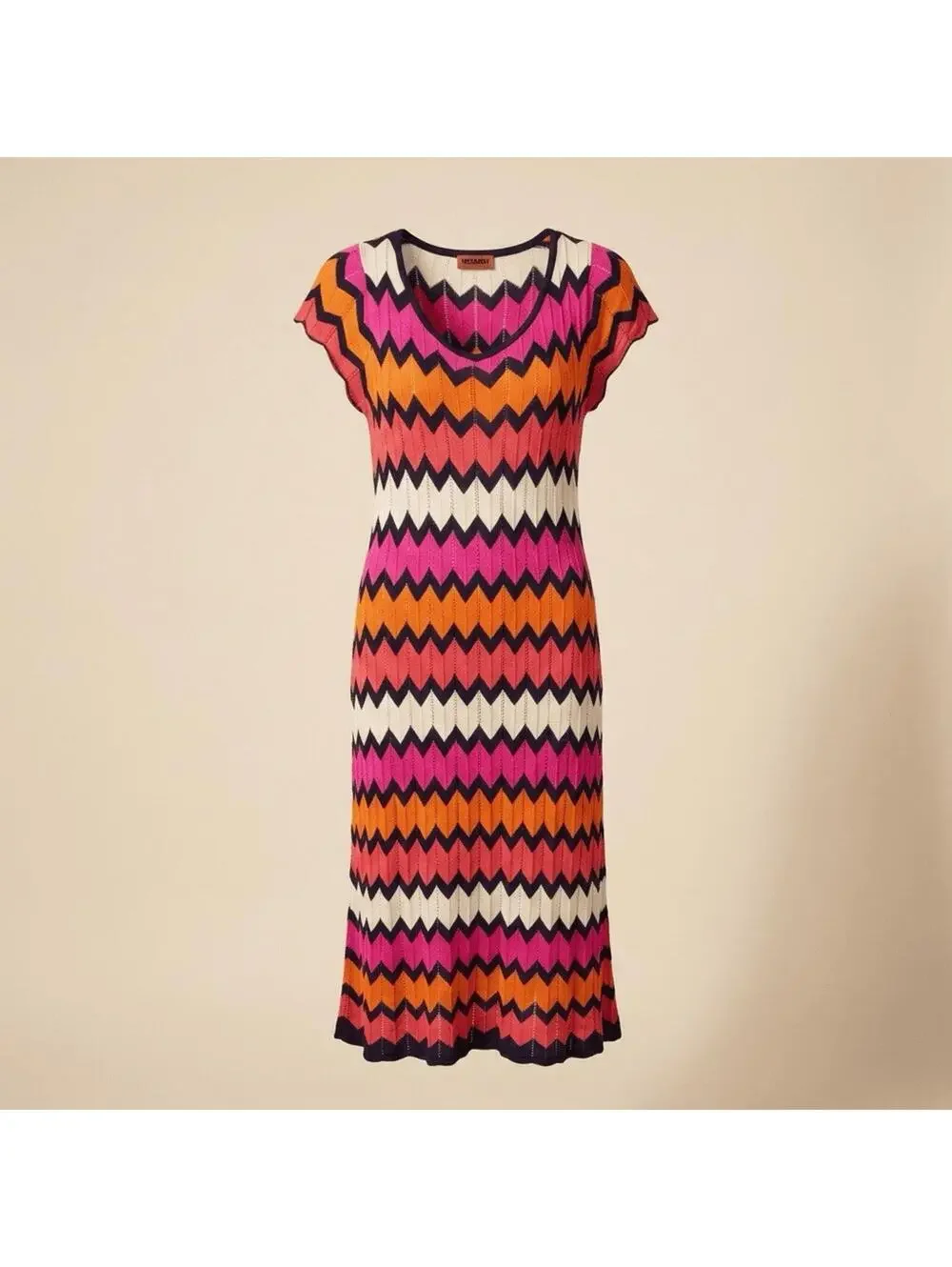 Roz & Ali Sweater Dress Plus Size 20 Multicolor Chevron Knit Sleeveless Midi